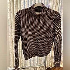 Free People- size small- mock neck base layer top- brown and black- EUC